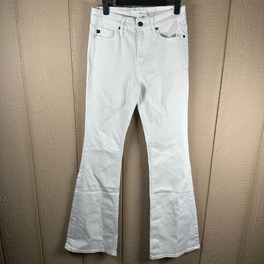 NEW KanCan Flare Jeans Womens Size 7/27 White Mid Rise Stretch Denim KC6102WT-OP